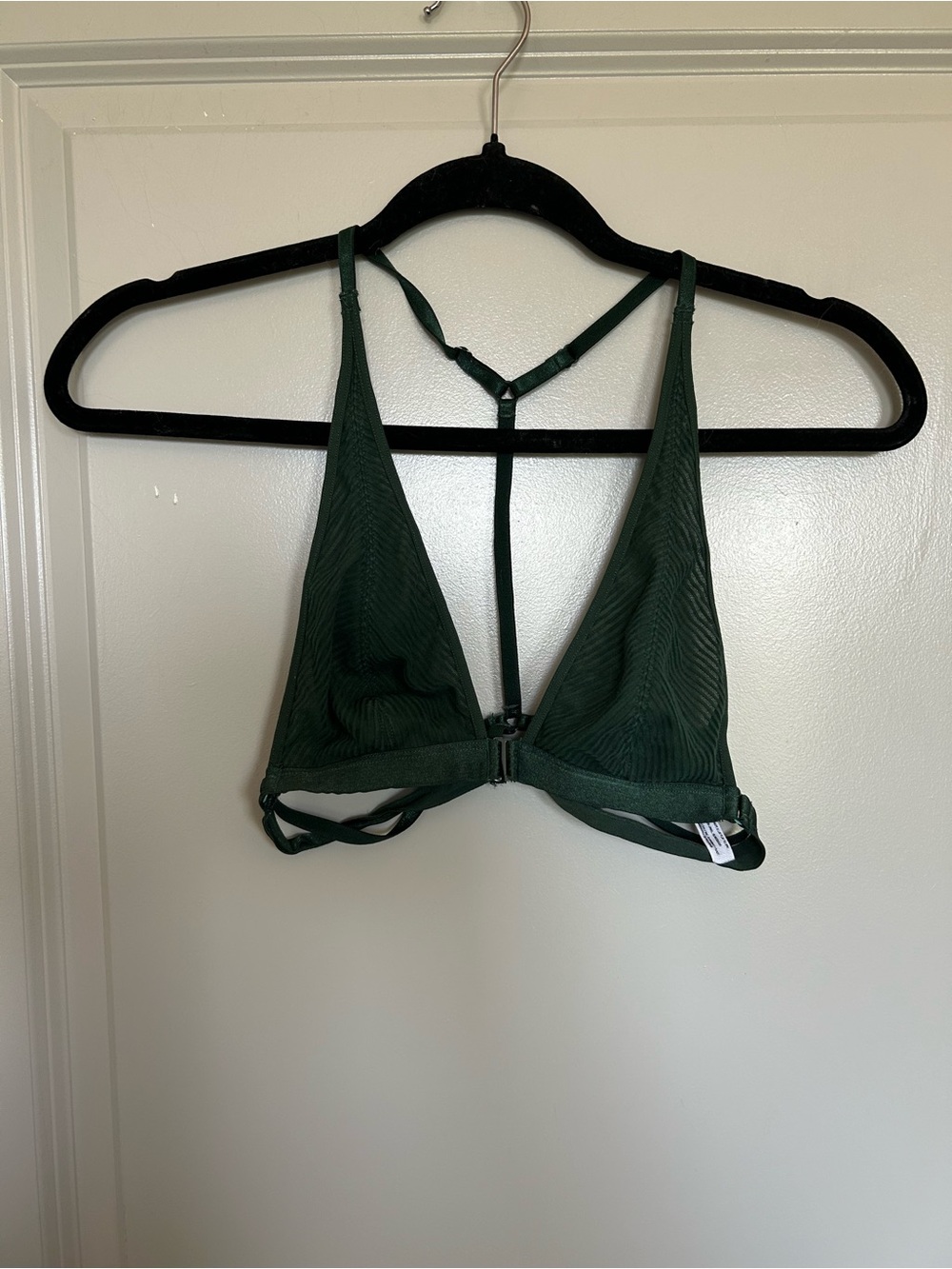 Deep Green Triangle Bralette with T-Back Detail